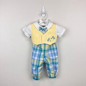 Vintage Good Lad of Philadelphia Plaid Bunny Suit Romper 3-6 Months USA